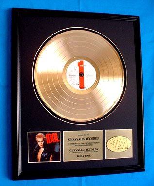 BILLY IDOL GOLD RECORD AWARD