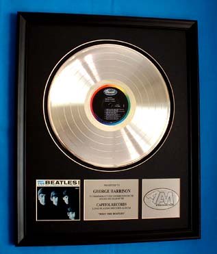 THE BEATLES PLATINUM RECORD AWARD "MEET THE BEATLES"