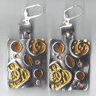 Ladies' Silver Metal and Amber Art Deco Earrings