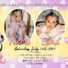 Minnie Mouse Twins First Birthday Invitaions. 4 x 6 you print High Res digital file