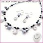Black Pearl & Zircon Jewelry Set