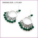 Green Crystal Edging Pierced Earrings