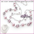 Pink Pearls & Crystal Necklace, Necklaces