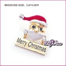Merry Christmas Santa Claus Crystal Brooch, Brooches