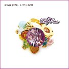 Multi Color Crystal Gold Plated Crystal Ring, Rings