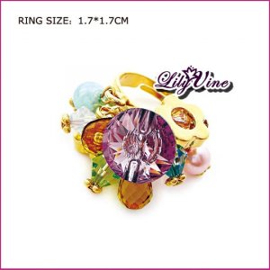 Multi Color Crystal Gold Plated Crystal Ring, Rings