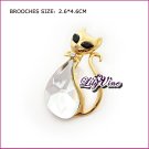 Crystal Cat Brooch, Brooches