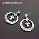 Pt Plated Crystal Pierced Earrings, Pierced earrings, Earrings