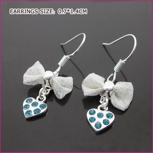 Kyanite Silver Plated Heart Pierced Earrings, Pierced earrings, Earrings