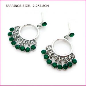 Green Crystal Edging Pierced Earrings, Pierced earrings, Earrings