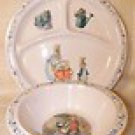Eden, Peter Rabbit & Friends, child's divided plate & cereal bowl