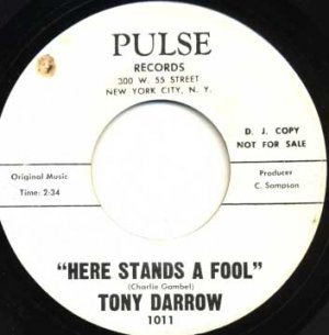 TONY DARROW Here Stands a Fool / Bella Bella Mia More 45 PULSE DJ