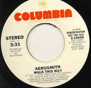 AEROSMITH Walk this Way stereo/mono promo 45