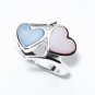 Sterling Silver Pink & Blue Mother Of Pearl Heart Ring