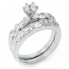 Sterling Silver Round CZ 1ct Wedding Ring Set   6