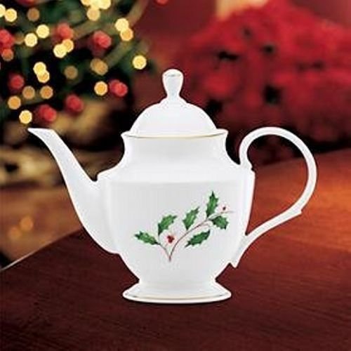 Lenox Holly Motif Teapot with Lid Bone China Christmas Holiday