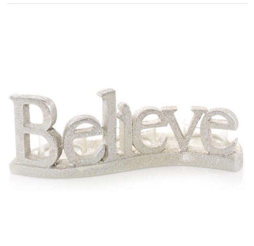 Yankee Candle " BELIEVE " Triple Tea Light Candle Holder