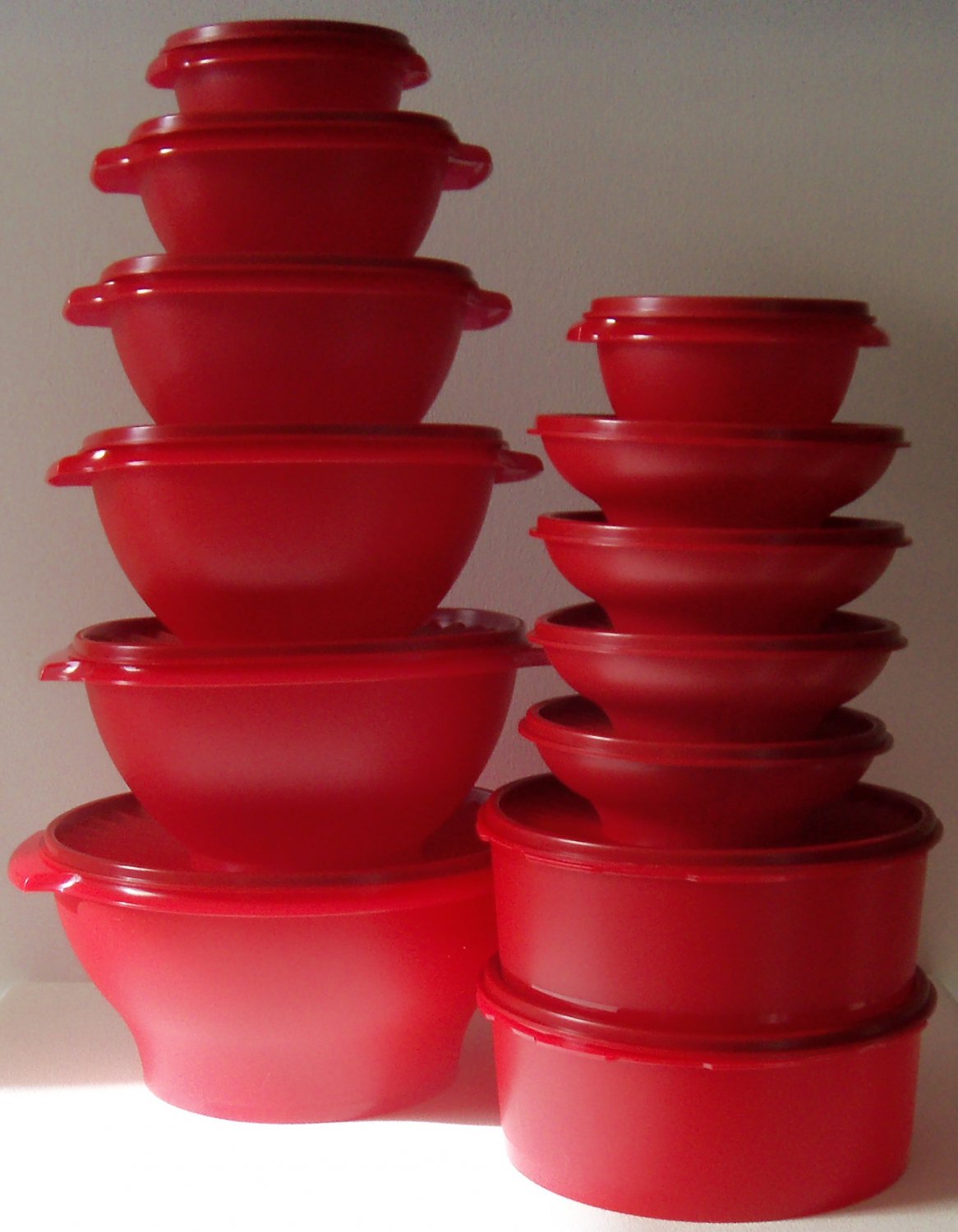 Tupperware 13 Piece Red Servalier Bowl Set Food Storage Bowls