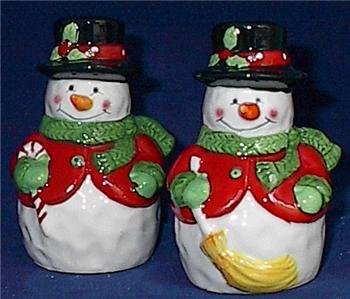 Ceramic Snowman Salt & Pepper Shakers by Burton and Burton