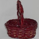 10 Inch Stained Red with Gold Oval Bamboo Basket Braid