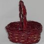 10 Inch Stained Red with Gold Oval Bamboo Basket Braid