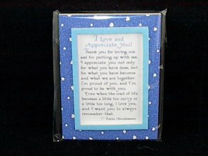 Blue Mountain Arts Easel-back w/ Magnet Love print 'I Love and Appreciate You'