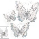 Set of 9 Shimmering Silver Christmas Tree Butterfly Butterflies