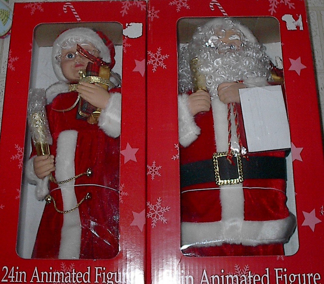 24 Inch Animated Illuminated Santa and Mrs. Claus Set