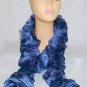 Handmade Ruffle Boa Type Scarf Beautiful Frilly Lace Blues Add Pizzazz