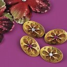 14K Gold Ruby & Diamonds Cuff Links Vintage