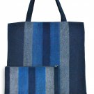 Set Large Tote Canvas + Cosmetic Pouch Shoulder Bag Shopping Travel Tote Bag Eco-Friendly - BLUE