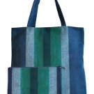 Set Large Tote Canvas + Cosmetic Pouch Shoulder Bag Shopping Travel Tote Bag Eco-Friendly - GREEN