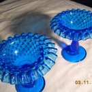 Fenton Blue Hobnail Compotes (2)