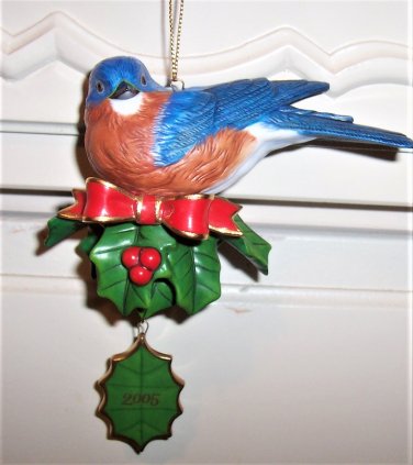 2005 Danburry Mint A Bluebird Visit Christmas Onament w/Box