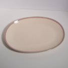 Pfaltzgraff - Aura Pink - Oval Platter 14"  Made in USA Blue/Gray & Pink Border Trim