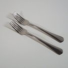 Oneida Dahlia 2 Salad Forks 7" Glossy Stainless Steel Silverware Scallop Outline Flatware