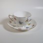 Crown Staffordshire Cup and Saucer Rose Pansy Gold trim Smooth edge Made in England