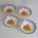 Arcopal Set of 4 Coupe Cereal Bowl 6 1/2" Blue, Green, Red Plaid border with Peaches France ARP39