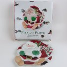 Fitz & Floyd Plaid Christmas Santa Canape Plate with Original Box