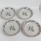 Farberware Holiday Snowman 4 Soup Bowls with Tree, red berries & bird