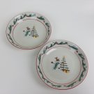 Farberware Holiday Snowman Pair of Soup Bowls with Tree, red berries & bird