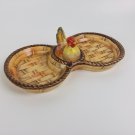 Lefton Hen on Nest Pin Tray # 2104 Basket Weave design Hand Painted Label