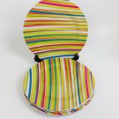 ZAK! Designs  Luncheon or Salad Plates Set of 5 matched Multicolored Striped Melamine 9 1/2" plates