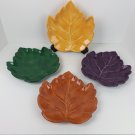 Tabletops Unlimited Oak Leaf 4 Salad Plates Handpainted Collection 4 Fall Colors
