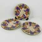 Tabletops Lifestyles Autumn Leaves Set of 3 salad plates with leaves and grapes in Fall Colors