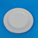 10 Strawberry Street Dinner Plate 10 5/8" White with Gold edge, inner Gold Ring