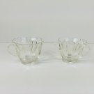 Vintage Creamer and Open Sugar Clear Glass Molded Straight Panels Footed Base