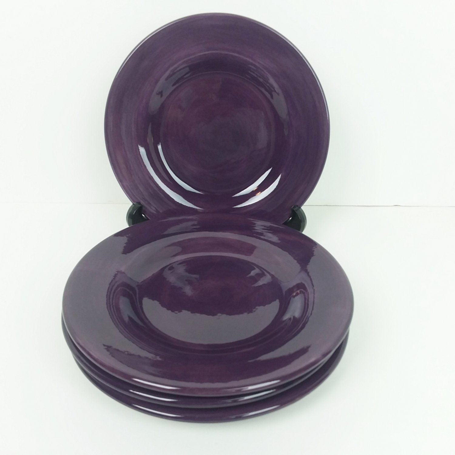 TableTop Unlimited SALUTE Salad Plates Set of 4 purple plum 8.5 in Hand Painted Collection