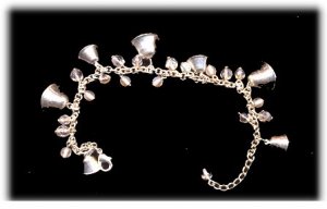 Lovely Avon Silvertone Bell & Clear Glass Bracelet