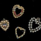 4 Vintage Heart Pins and Pendants